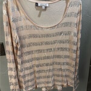 Jennifer Lopez Women's Striped Top - Silver and Baby Pink